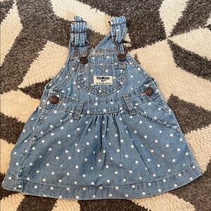 OshKosh B'gosh Light Denim Polka Dot Skirt Overalls